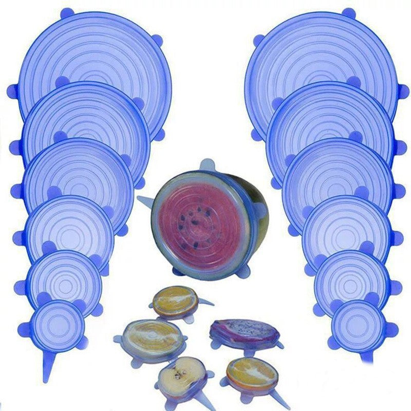 Tampas de Silicone Ecológicas Reutilizáveis - 6pcs