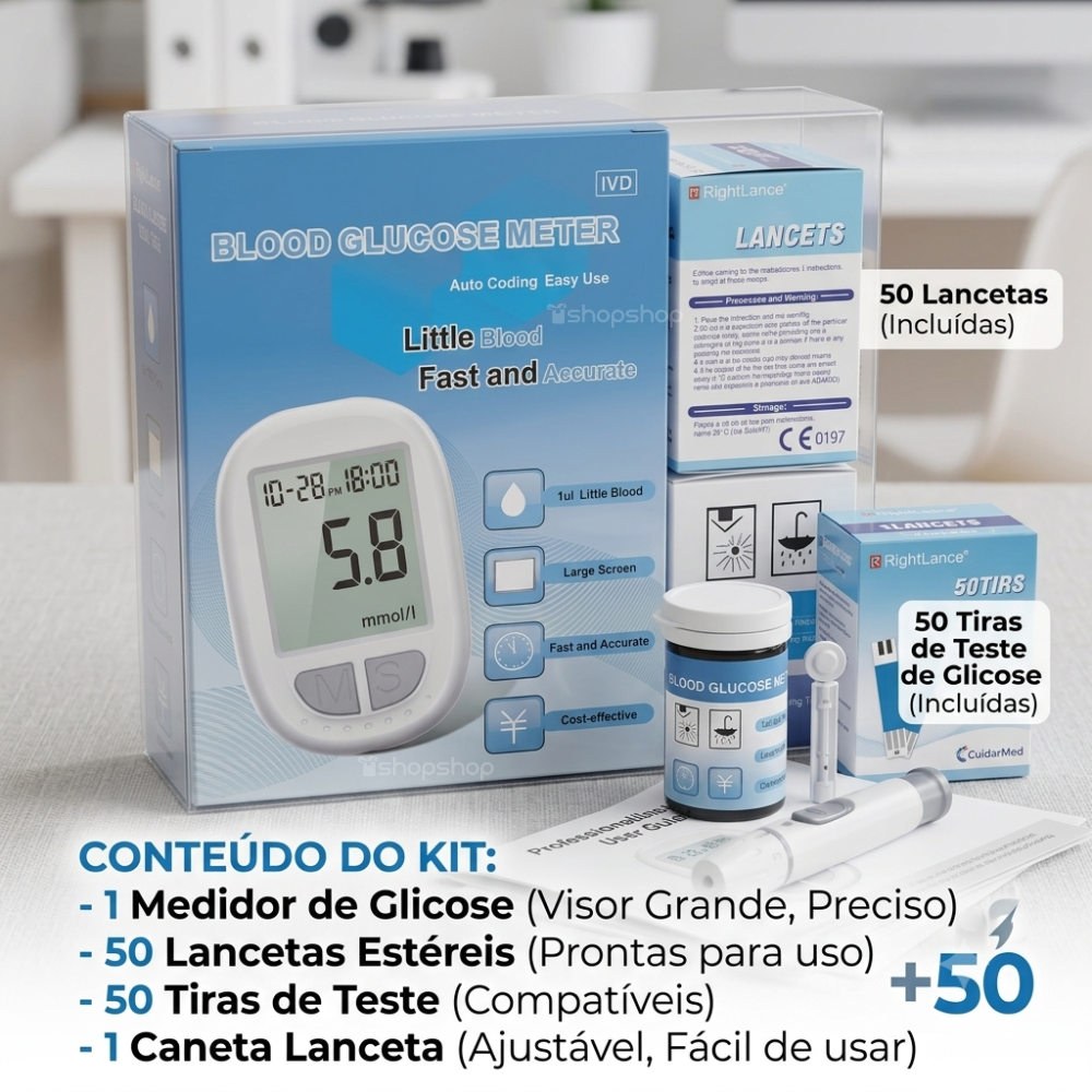 Medidor de Glicose Digital - Kit Completo