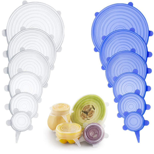 Tampas de Silicone Ecológicas Reutilizáveis - 6pcs